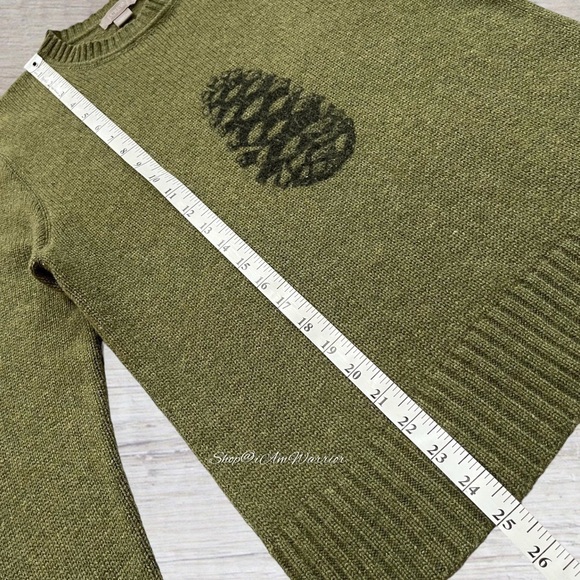 J.Crew RARE vintage pinecone motif heathered olive lambswool sweater *iamwarrior - Picture 8 of 10